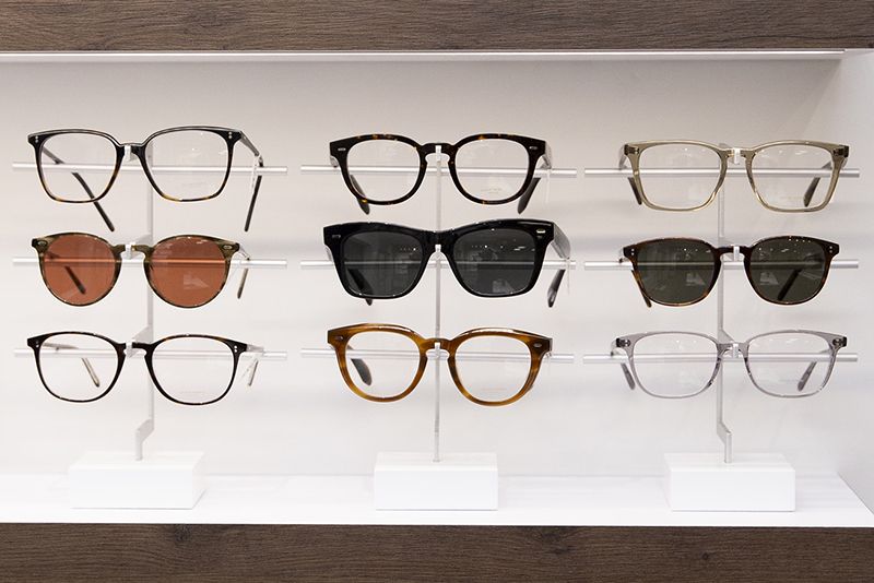 Eyeglasses and sunglasses on display