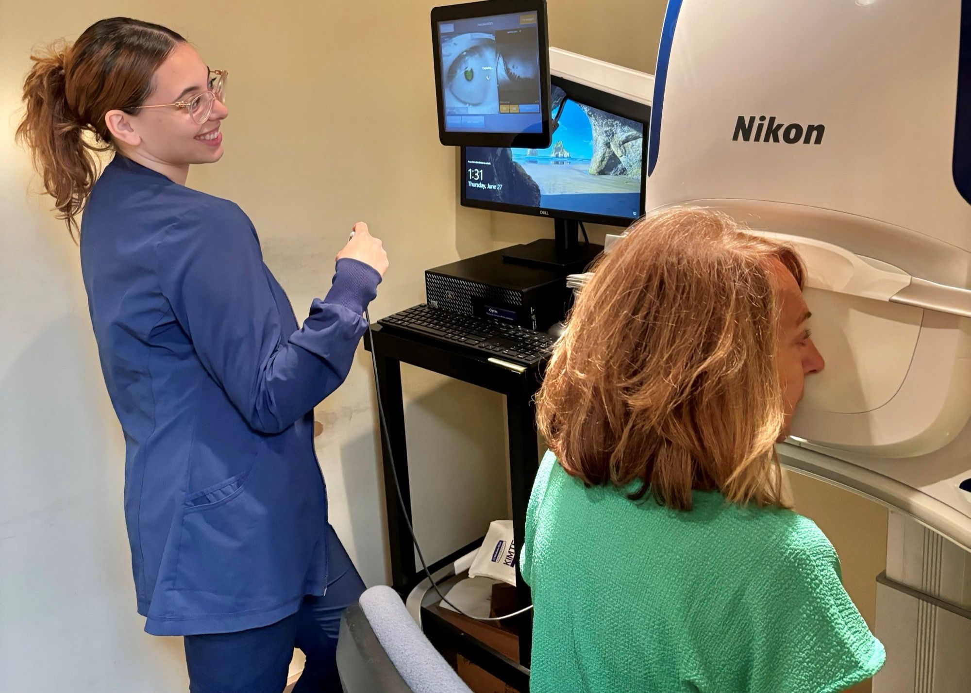 A patient having Optomap retinal imaging at Eye Care Center of North Jersey